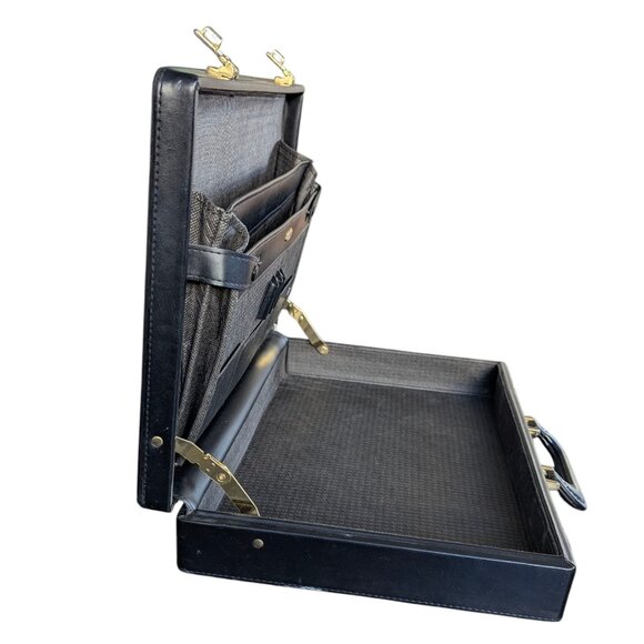Vintage Black Leather Combo Locking Briefcase - Picture 3 of 16